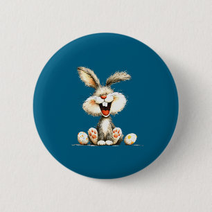 Grappig pluizig konijn met wilde vacht cute konijn ronde button 5,7 cm