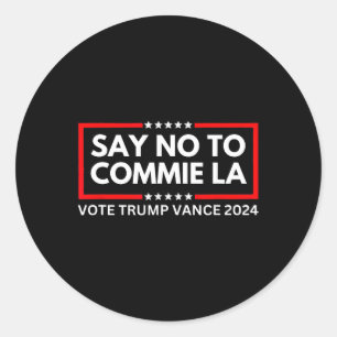 Grappig politiek zeg nee tegen het plegen van een  ronde sticker