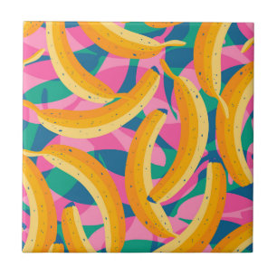Grappig popart bananenpatroon. tegeltje