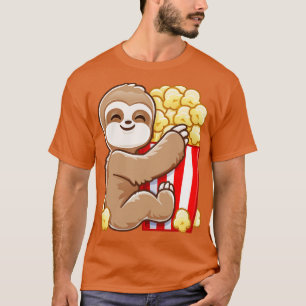 Grappig Popcorn Lazy Chill Schattige Sloth T-shirt