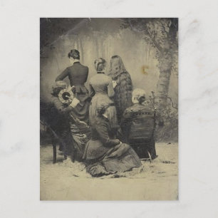 Grappig  portret van de Victoriaans familie Briefkaart