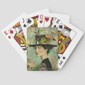 Grappig portret van een vrouw met bloemen pokerkaarten (Achterkant)