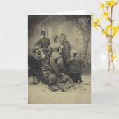 Grappig  portret van Victoriaans Postcar Kaart (Gele Bloem)