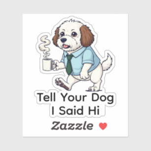 Grappig Portugees Waterhond Zakelijke Kleding Kof Sticker