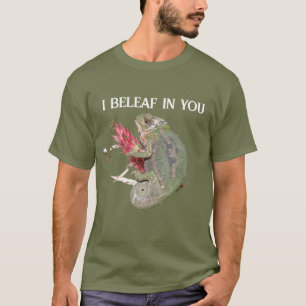 Grappig positief kameleon "Ik geloof in jou" Manne T-shirt