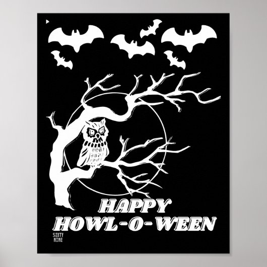 grappig poster "HAPPY HOWL-O-WEEN" (Voorkant)