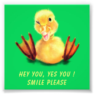 Grappig Poster met Happy Duck Smile - Aangepaste t