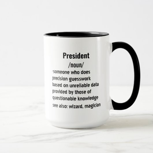 Grappig President Definitie geschenken voor mannen Mok (Rechts)