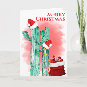 Grappig Prettig Kerstmis Zuidwest Saguaro Cactus Feestdagen Kaart