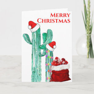 Grappig Prettig Kerstmis Zuidwest Saguaro Cactus Feestdagen Kaart