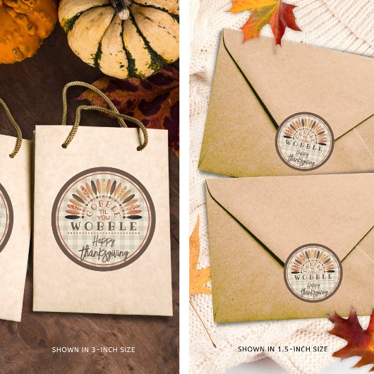 Grappig Prettig Thanksgiving Rustiek Plaid Ronde Sticker