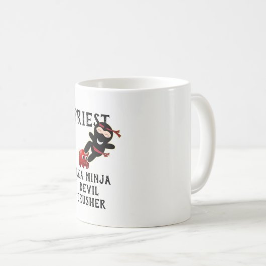 Grappig Priester Cadeau AKA Ninja Duivel Verpulver Koffiemok (Voorkant rechts)