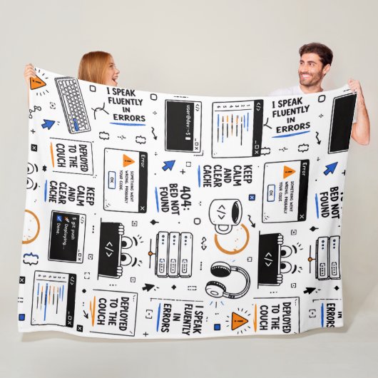Grappig programmeur codeerfouten patroon fleece deken (In situ)