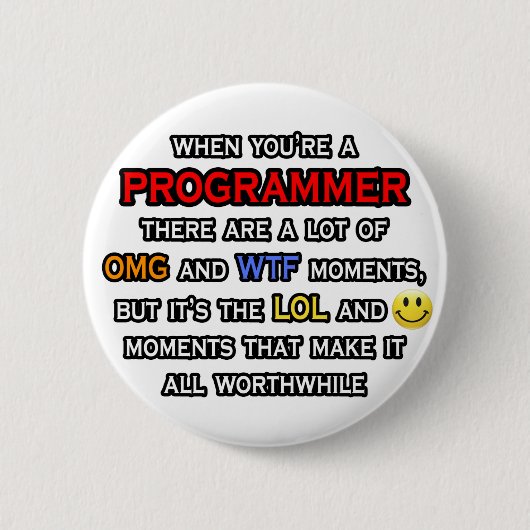 Grappig programmeur... OMG WTF LOL Ronde Button 5,7 Cm (Voorkant)