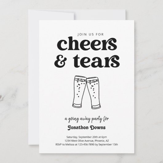Grappig Proost & Tranen Bier Ging Away Party Kaart (Voorkant)
