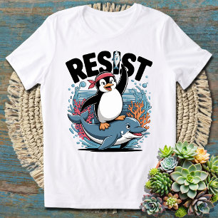 Grappig Protest Penguin Art Weersta Penguin Activi T-shirt
