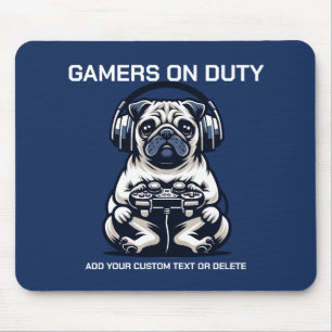 Grappig Pug en Gaming Dierenvriend cadeau Muismat