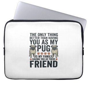Grappig Pug Familie Vriend Vintage Gravure Shirt D Laptop Sleeve