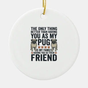 Grappig Pugs Familie Vriend Vintage Gravure Shirt Keramisch Ornament
