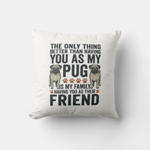 Grappig Pugs Familie Vriend Vintage Gravure Shirt Kussen