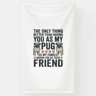 Grappig Pugs Familie Vriend Vintage Gravure Shirt  Spandoek