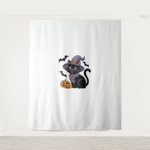 Grappig Pumpkin Bat Witch Kostuum Zwarte Kat Hallo Wandkleed