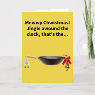Grappig Pun Jingle Bell Wok Vrolijk Kerstfeest Kaart