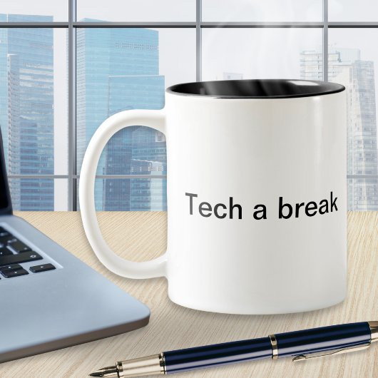 Grappig Pun Tech Humor Computer Software Monogramm Tweekleurige Koffiemok