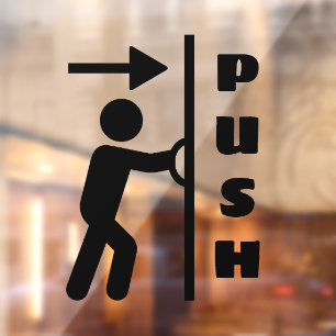 Grappig Push Stickman Glas Deur Raam Plakbord Raamsticker