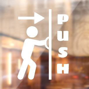 Grappig Push Stickman Glas Deur Raam Plakbord Raamsticker