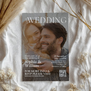 Grappig QR Code Magazine foto bruiloft uitnodiging