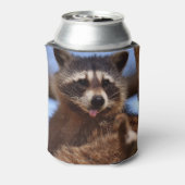 Grappig Raccoon die het uittikt is Tongue Blikjeskoeler (Blikje Achterkant)