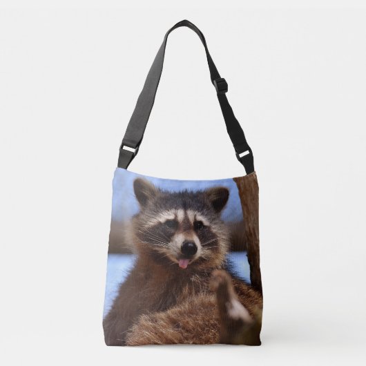 Grappig Raccoon die het uittikt is Tongue Crossbody Tas (Voorkant)