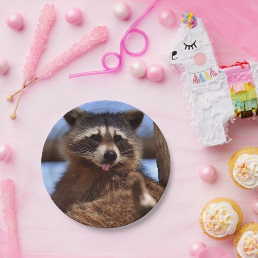 Grappig Raccoon die het uittikt is Tongue Papieren Bordje (Feest)