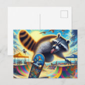 Grappig Raccoon Skateboarden Briefkaart (Voorkant / Achterkant)