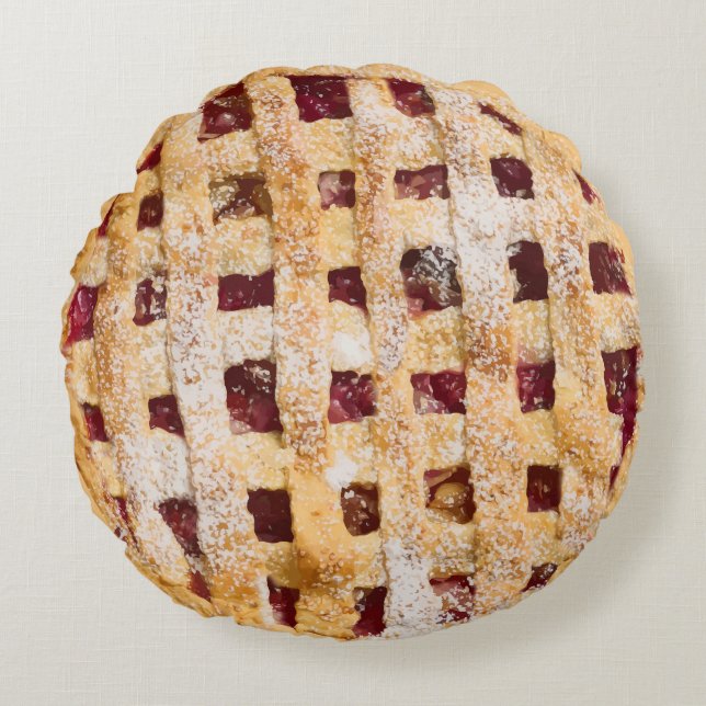 Grappig realistisch als Cherry Pie Rond Kussen (Voorkant)