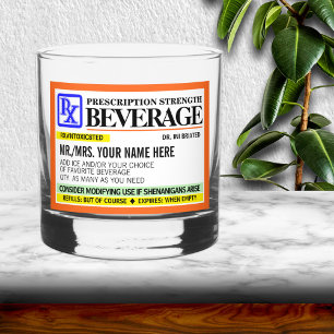 Grappig recept sterkte label rotsen glas