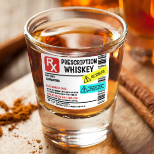 Grappig recept whiskey aangepaste waarschuwing  shot glas