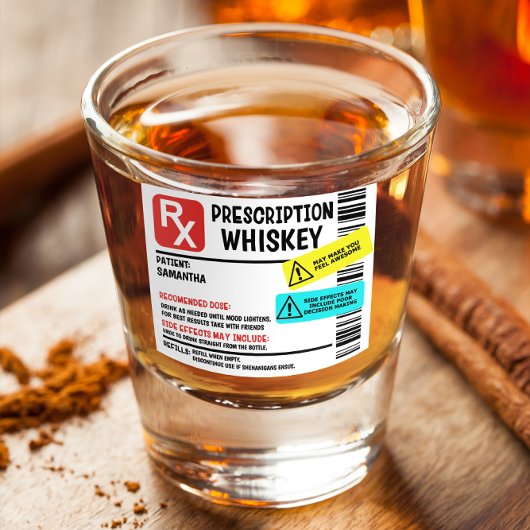 Grappig recept whiskey aangepaste waarschuwing shot glas