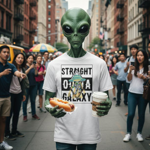 Grappig Rechtdoor Uit De Melkweg Alien UFO Grafisc T-shirt
