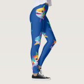 Grappig regenboog haai verjaardagsfeestje Familie Leggings (Rechts)