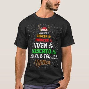 Grappig rendier Alcohol Namen Kerstfeest T-shirt