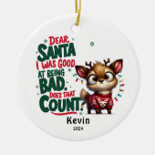 Grappig rendier Beste Kerstman Naughty Keramisch Ornament (Voorkant)