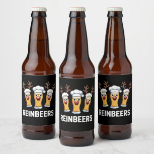 Grappig rendier bier Kerst drinken  Etiket