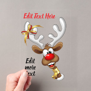 Grappig rendier dat gluurd Kerstmeme Acryl Uitnodigingen