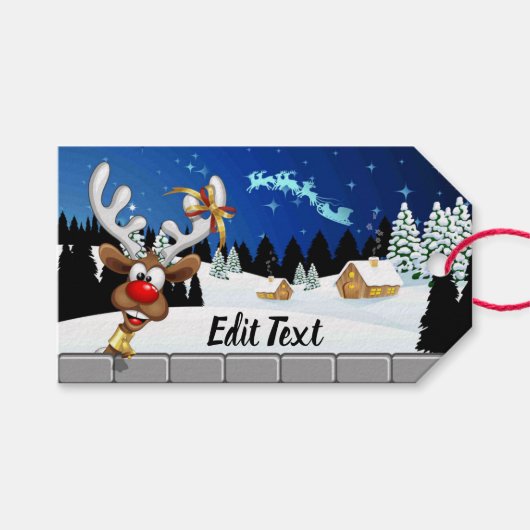 Grappig rendier dat gluurd Kerstmeme Cadeaulabel (Voorkant (Horizontaal))