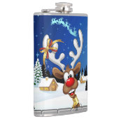 Grappig rendier dat gluurd Kerstmeme Heupfles (Rechts)