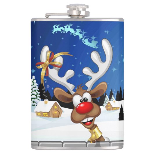 Grappig rendier dat gluurd Kerstmeme Heupfles (Voorkant)