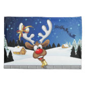 Grappig rendier glurend Kerstmeme Kussensloop (Achterkant)