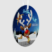Grappig rendier glurend Kerstmeme Ornament (voorkant)